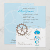 Robot Baby Shower-uitnodigingen  | Jongen Kaart (Voorkant / Achterkant)