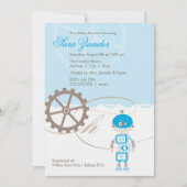 Robot Baby Shower-uitnodigingen  | Jongen Kaart (Voorkant)