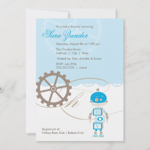 Robot Baby Shower-uitnodigingen    Jongen Kaart