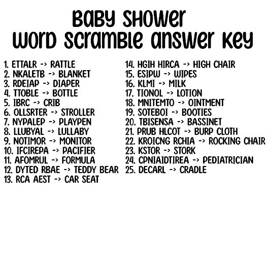 Robot Baby shower Word Scramble Activity Pad Notitieblok