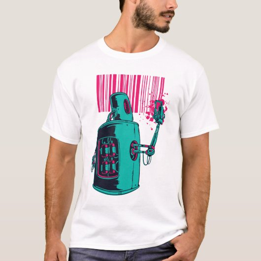 Robot Barcode Graffiti T-shirt (Voorkant)