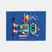 Robot Barista - Pixel Art Coffee Lover Design Fleece Deken (Voorkant (Horizontaal))