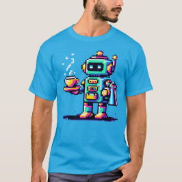 Robot Barista - Pixel Art Coffee Lover Design T-shirt