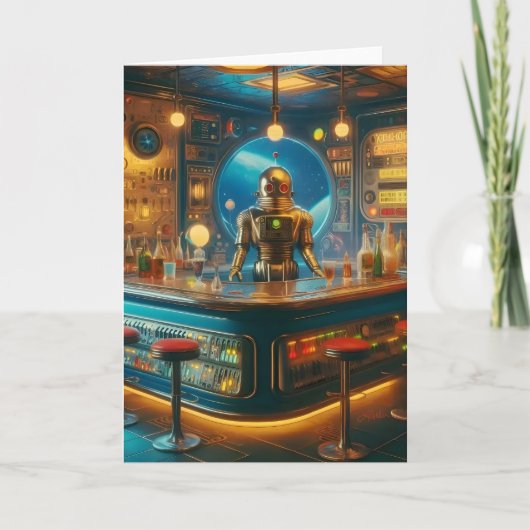 Robot Bartender in de Interstellaire Ruimte Age Di Kaart (Voorkant)