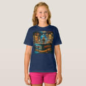 Robot Bartender in Interstellaire Space Age Dive B T-shirt (Voorkant volledig)