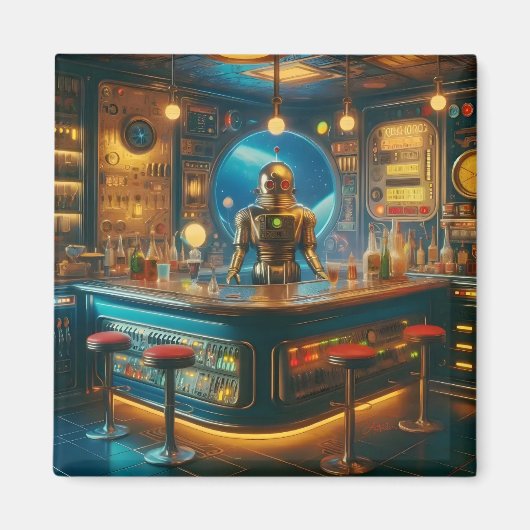 Robot Bartender in Interstellaire Space Age Duikba Magneet (Voorkant)