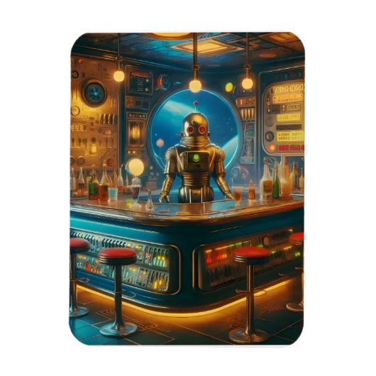 Robot Bartender in Interstellaire Space Age Duikba Magneet (Verticaal)