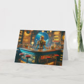 Robot Bartender in Interstellar Space Age Dive Bar Kaart (Voorkant)