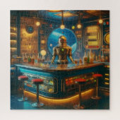 Robot Bartender in Interstellar Space Age Dive Bar Legpuzzel (Verticaal)