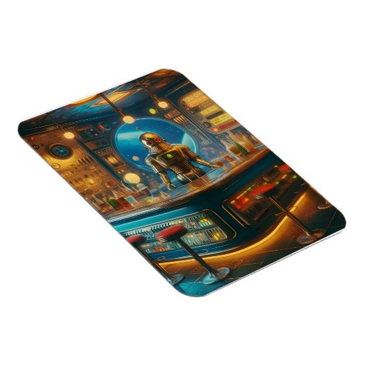 Robot Bartender in Interstellar Space Age Dive Bar Magneet (Rechterzijde)