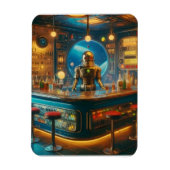 Robot Bartender in Interstellar Space Age Dive Bar Magneet (Verticaal)