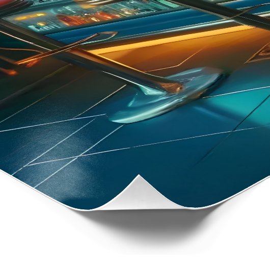 Robot Bartender in Interstellar Space Age Dive Bar Perfect Poster (Hoek)