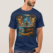 Robot Bartender in Interstellar Space Age Dive Bar T-shirt (Voorkant)