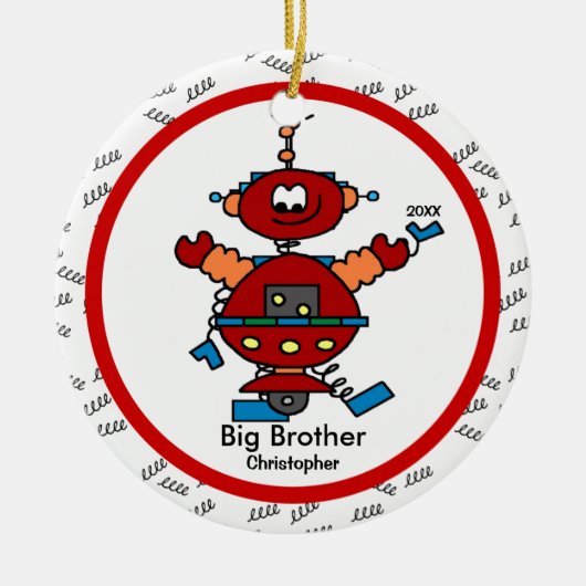 Robot Big Brother kerstversiering Keramisch Ornament (Voorkant)