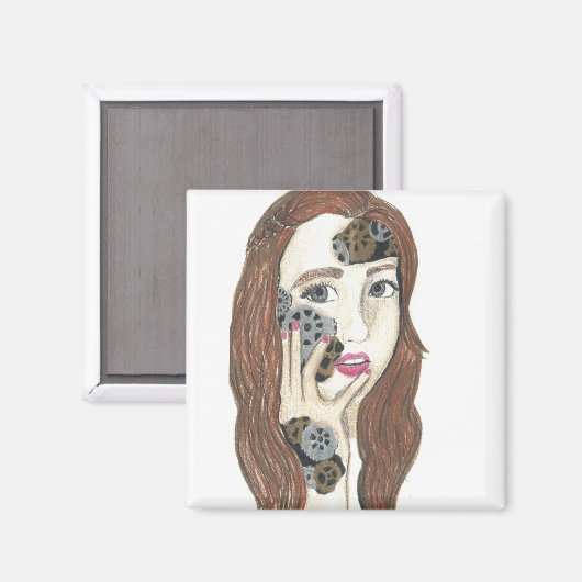 Robot binnen - 2 inch vierkante magneet (Voorkant / Achterkant)