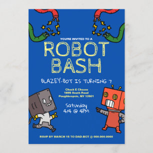 Robot Birthday Bash Uitnodiging