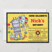 Robot Birthday Birthday Uitnodiging (Voorkant)