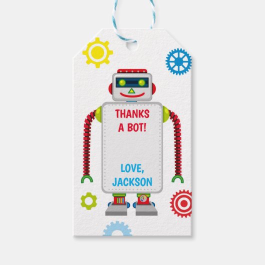 Robot Birthday Dank je Labels Cadeaulabel (Voorkant)