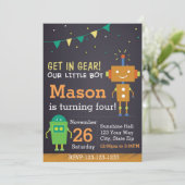 Robot Birthday Invitation Kaart (Staand voorkant)