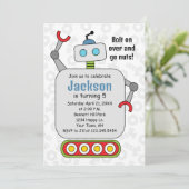 Robot Birthday Invitation robots Kaart (Staand voorkant)