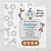 Robot Birthday Invitation robots Kaart (Voorkant / Achterkant)