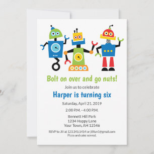 Robot Birthday Invitation robots Kaart
