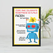 Robot Birthday Invite Kaart (Staand voorkant)