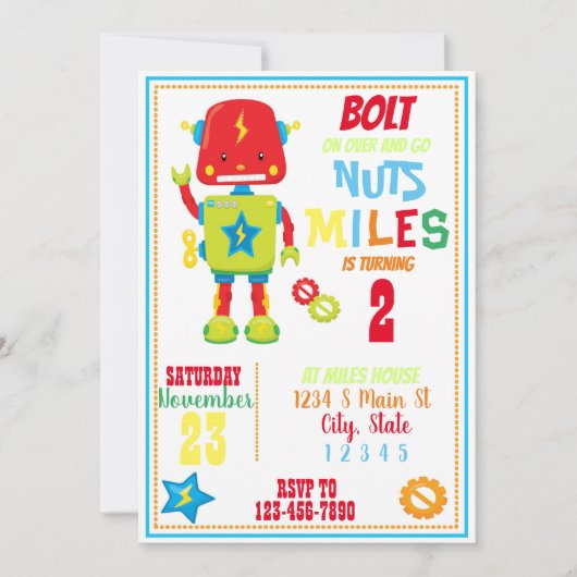 Robot Birthday Kaart (Voorkant)