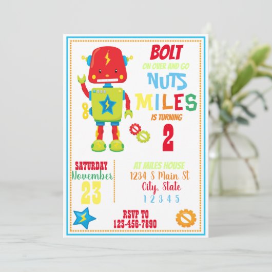 Robot Birthday Kaart (Staand voorkant)