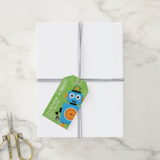Robot Birthday Party Favor Dankuwel Labels = ok Cadeaulabel (Met Touw)