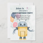 Robot Birthday Party Invitation Kaart (Voorkant)