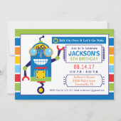 Robot Birthday Party Invitation Kaart (Voorkant)