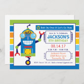 Robot Birthday Party Invitation Kaart (Voorkant / Achterkant)
