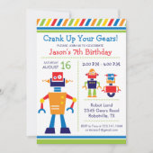Robot Birthday Party Invitation Kaart (Voorkant)