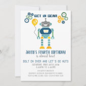 Robot Birthday Party Invitation Kaart (Voorkant)