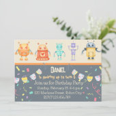 Robot Birthday Party Invitation Kaart (Staand voorkant)