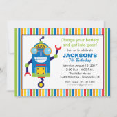 Robot Birthday Party Invitation Kaart (Voorkant)