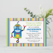 Robot Birthday Party Invitation Kaart (Staand voorkant)