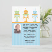 Robot Birthday Party Invitation Kaart (Staand voorkant)