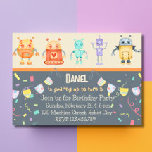 Robot Birthday Party Invitation