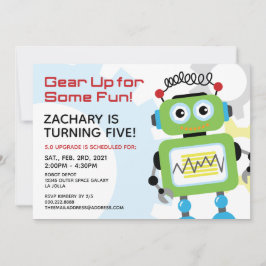 Robot Birthday Party Invitation Kaart