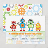 Robot Birthday Party Invitation Kaart (Voorkant / Achterkant)