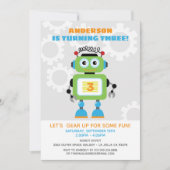 Robot Birthday Party Invitation - Wil,Bot Beep Bop Kaart (Voorkant)