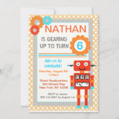 Robot Birthday Party Invitations - Modern Kaart (Voorkant)