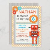Robot Birthday Party Invitations - Modern Kaart (Voorkant / Achterkant)