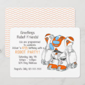 Robot Birthday Party Kaart (Voorkant / Achterkant)