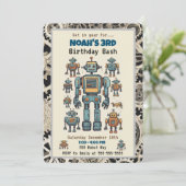 Robot Birthday Party Kaart (Staand voorkant)