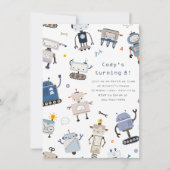 Robot Birthday Party Kaart (Voorkant)