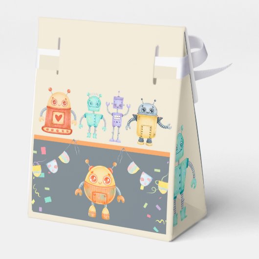 Robot Birthday Party kinder Bedankdoosjes (Achterkant)