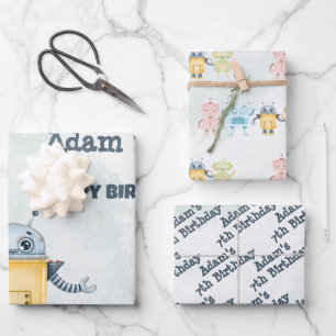 Robot Birthday Party kinder Inpakpapier Vel